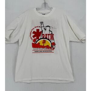 Coachella Vintage 2007 RATM RHCP Festival Concert White Graphic T Shirt Sz XL
